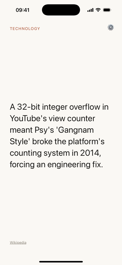 A Nowai fact card about YouTube's view counter